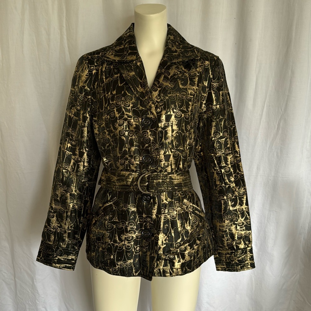 Chico's Gold Owl Print Jacket